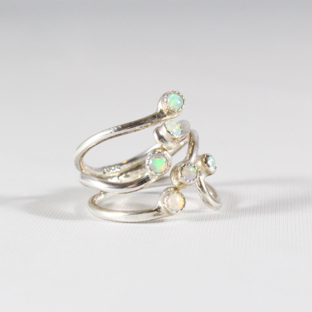 sold ❤️ Silver Opal Wrap-Around Ring 5.5 - Picture 4 of 5